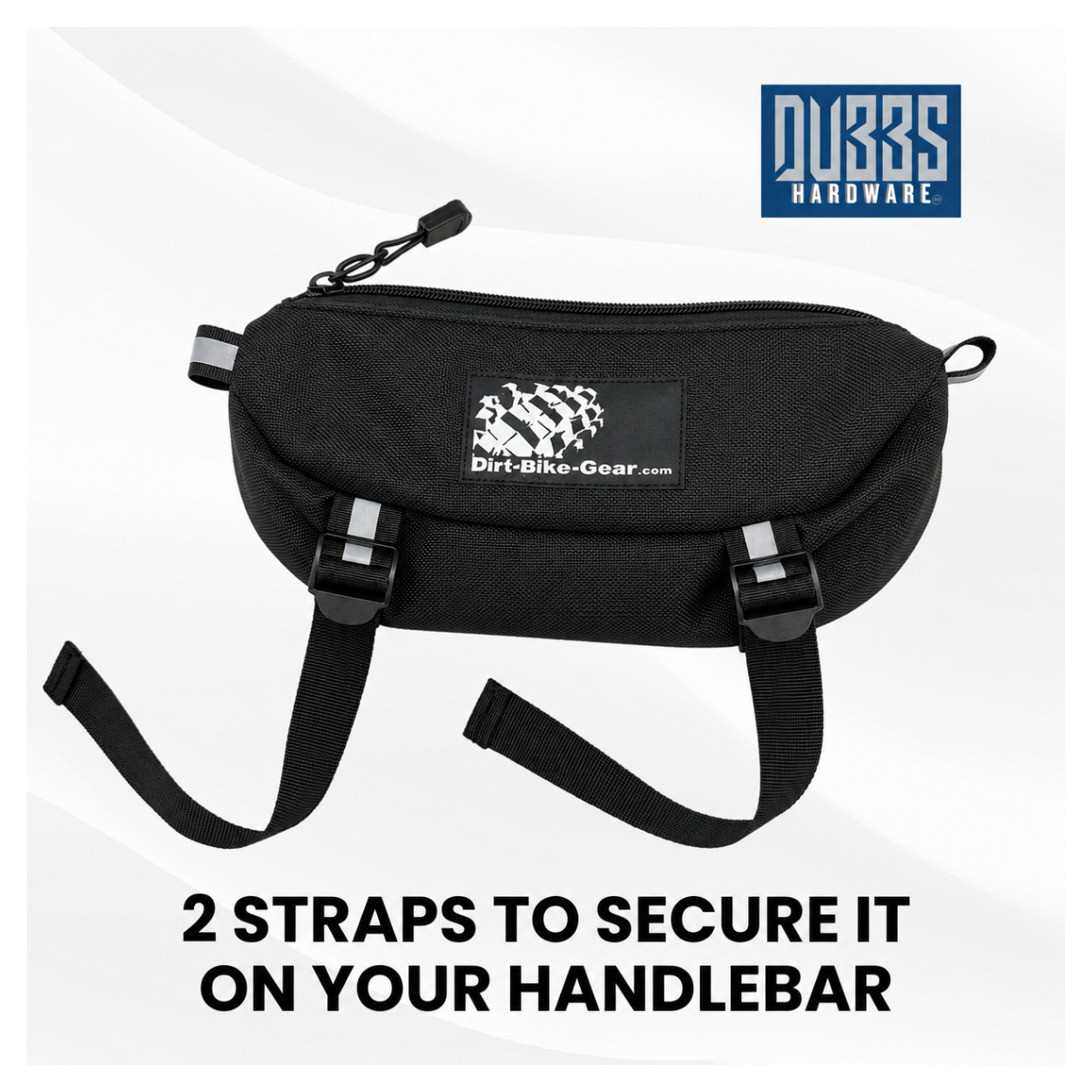 Dirt Bike Handlebar Bag  with straps on a white background