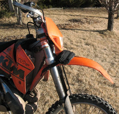 Side view of Spare Tube Bag mounted on a dirt bike