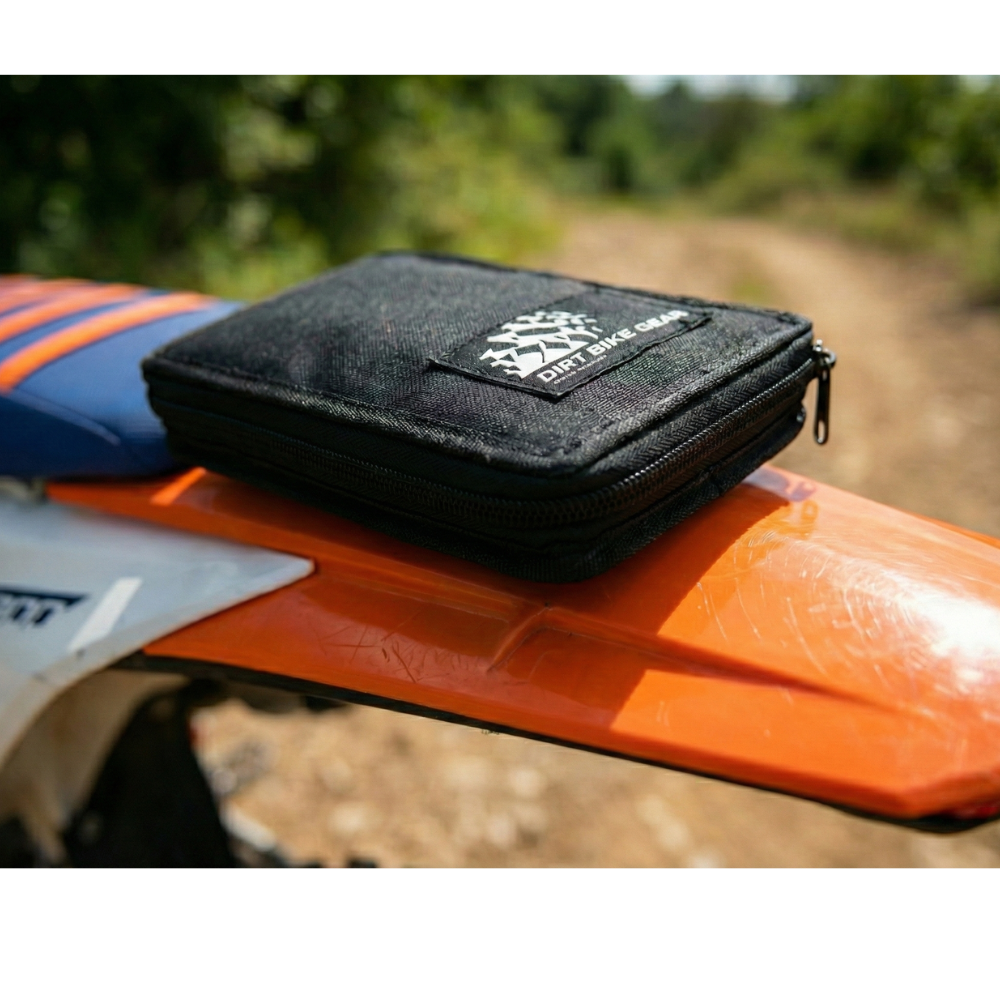 Fast Boy Rear Fender Bag mounted on a dirt bike