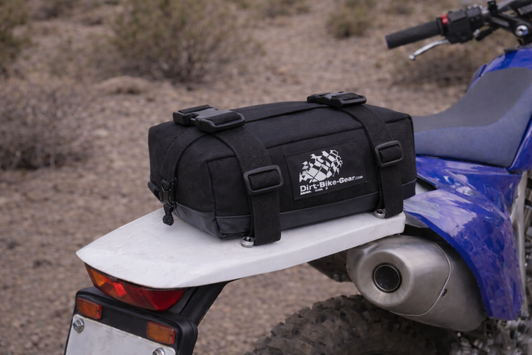 Regular Fender Bag mounted on the rear fender of a dirt bike